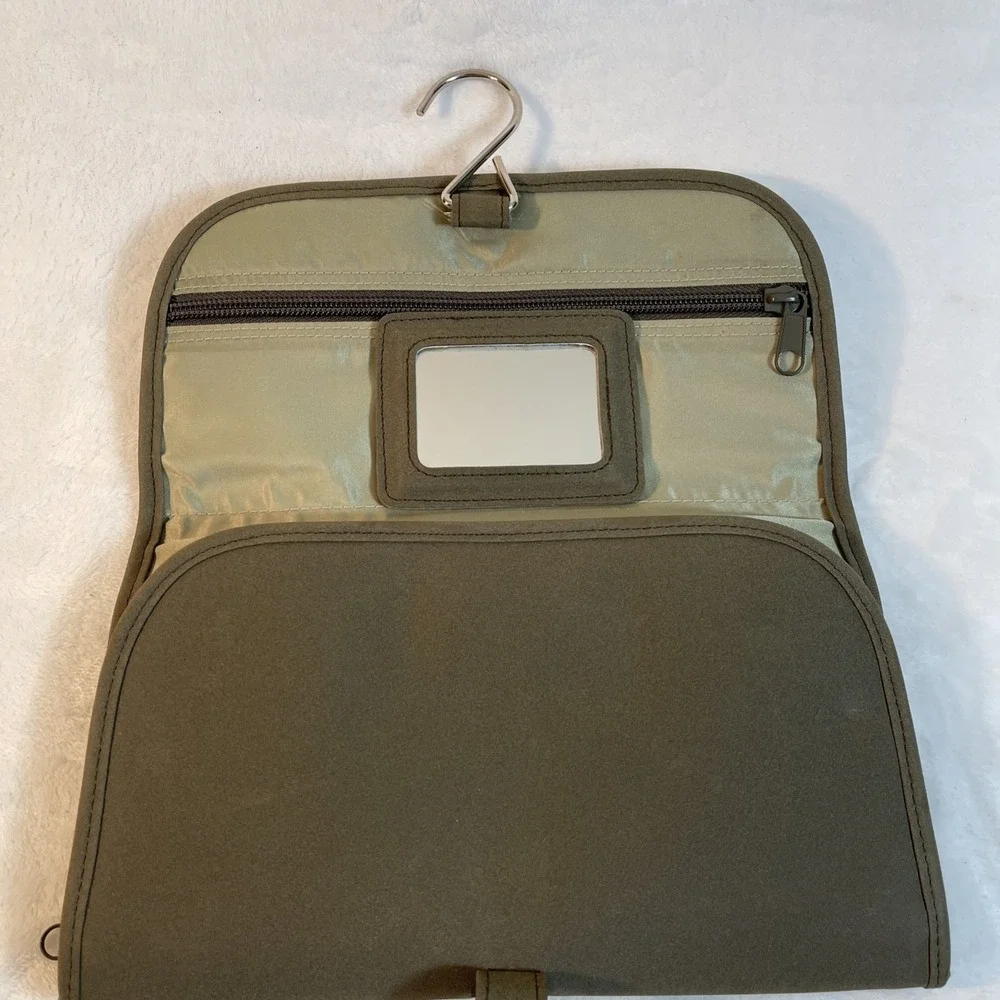 Olive‎ Green Suede Travel Hanging Toiletry Makeup Jewelry Organizer Adjustable